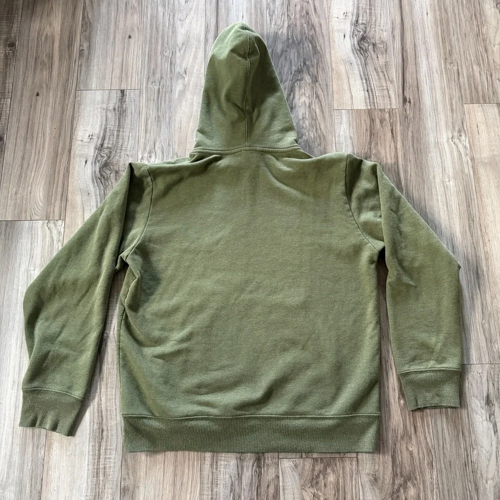 The North Face Hoodie Mens Olive Green Red Logo Pullover Hooded Sweatshirt Large